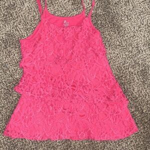 The Children’s Place Lace Ruffle Pink Tank top - Size 10/12